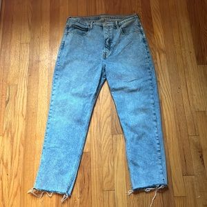 High Waisted Straight Cut Blue Jeans